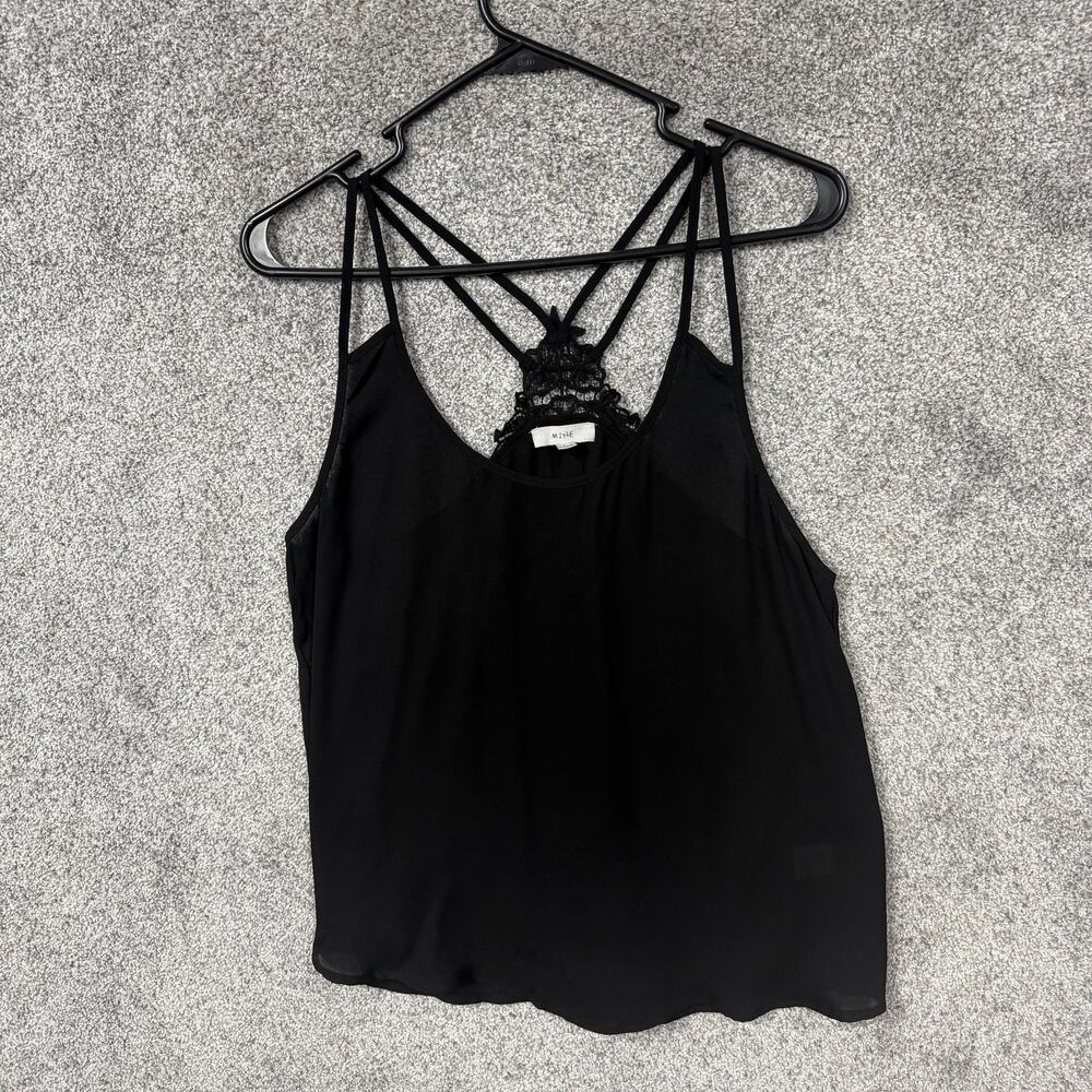 MINE Camisole Tank Top L Strappy Lace Dark Fairy Coquette Goth Festival Boho